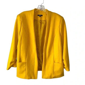 PREMISE | Women's Mustard 3/4 Ruched Sleeve Lined Blazer Jacket Size L